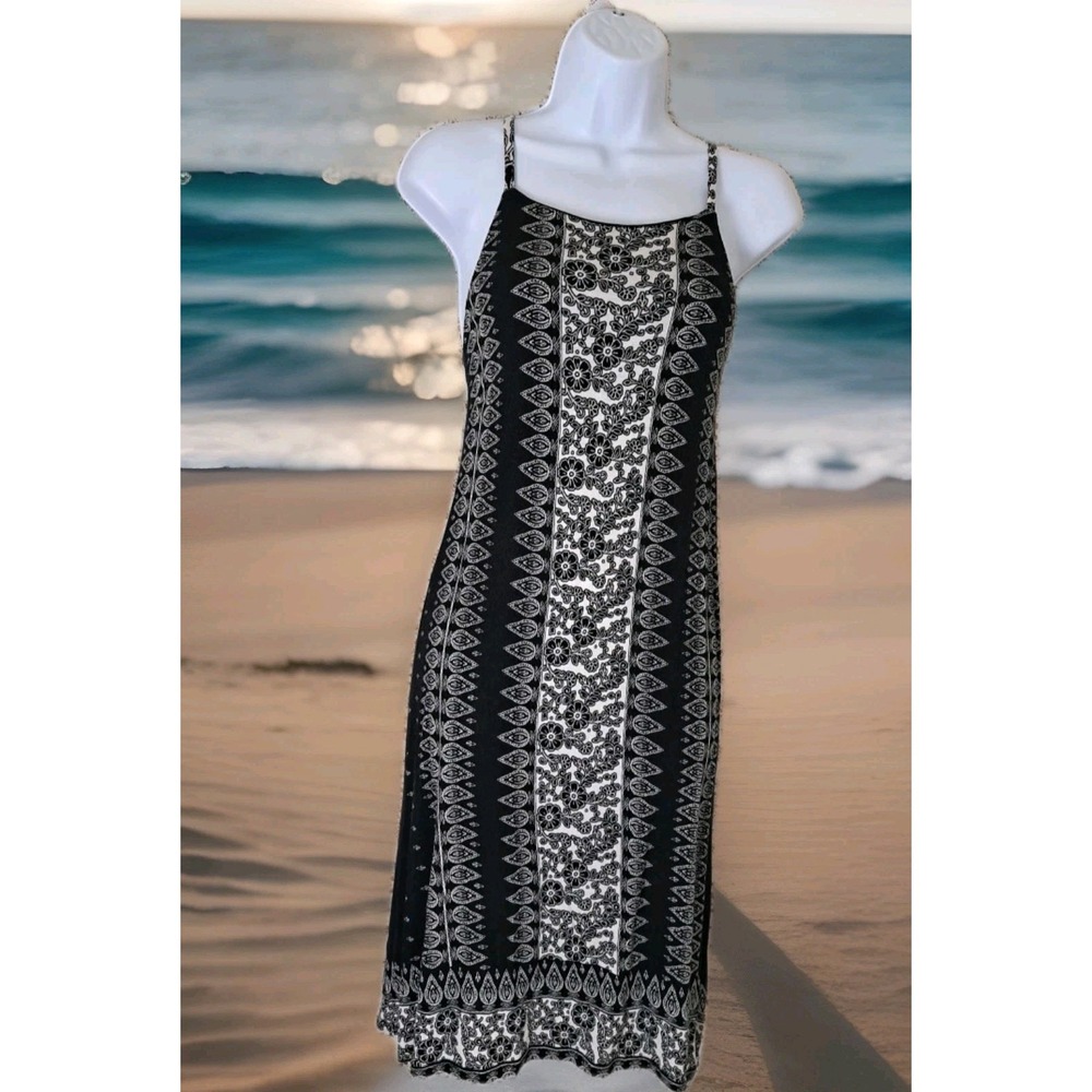 Ana Sundress M Black Paisley‎ Print Pullover Beachy Casual Comfort Resort Wear